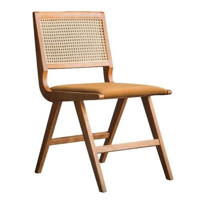 Cadeira de estofamento moderna de estilo nórdico Cadeira de jantar de madeira maciça de rotão natural para restaurante e hotel