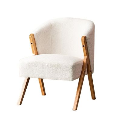 Cadeiras de jantar de lã de cordeiro de madeira em estilo nórdico moderno W60*D68*H77CM Perfeitas para sala de estar Salão de unhas e sala de jantar