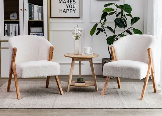 Cadeiras de jantar de lã de cordeiro de madeira em estilo nórdico moderno W60*D68*H77CM Perfeitas para sala de estar Salão de unhas e sala de jantar