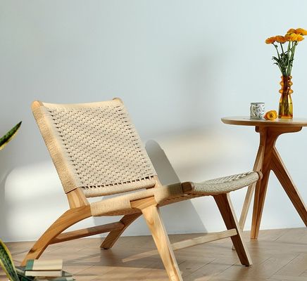 Solid Wood Woven Cord Single Sofa Chair Mistura de estilo e função para móveis de sala de estar