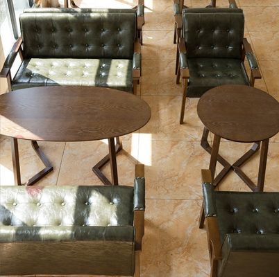 Moderno Madeira PU Leather Café Sofa Cadeira estilo de design italiano de luxo para sala de jantar restaurante