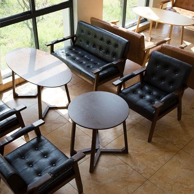 Moderno Madeira PU Leather Café Sofa Cadeira estilo de design italiano de luxo para sala de jantar restaurante