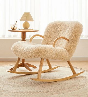 Nordic Design Especial Moderno Madeira Sólida Ceniça Material Quadrado de lã de cordeiro Salão de lazer Cadeira para quarto