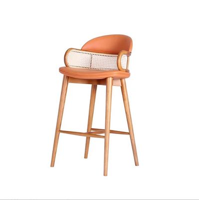 Bares de madeira modernas Cadeiras de Rattan Banquinhas de bar para cozinha Sala de jantar Restaurante Verde/Laranja e Mobiliário comercial