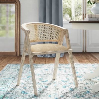 Mobiliário de sala de estar estilo japonês Tecido de madeira maciça de rotão Cadeira de jantar única com design moderno