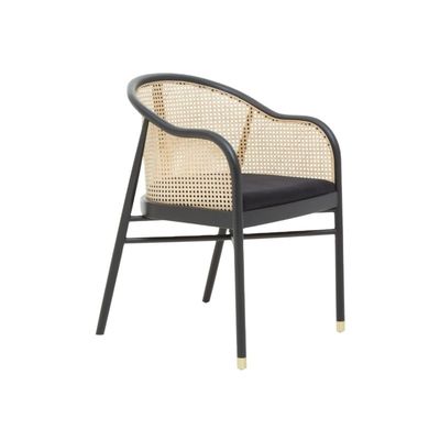 Poltrona chique simples de couro PU / tecido e rotão Refeição Mobiliário de sala de estar Restaurante Cobertura estilo japonês Cadeira de madeira moderna