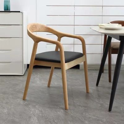 Madeira Nórdica Moderna PU De Couro Refeição Mobiliário De Sala De Estar De Madeira Com Encosto De Braço Para Cor Personalizada Em Edifícios De Escritório