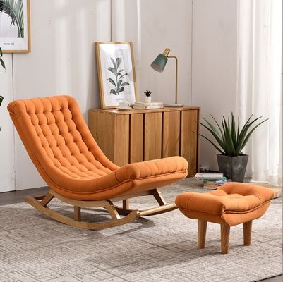 Mobiliário moderno de sala de estar de hotel nórdico Sofá único Cadeira de madeira maciça Veludo / PU Couro em estilo popular