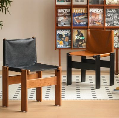 Cadeira de jantar italiana clássica de luxo moderna de cera de óleo de couro de madeira para mobiliário de sala de estar dentro de embalagem de correio N
