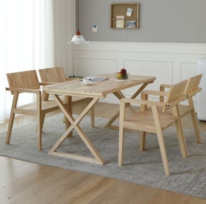 Cadeira de jantar de design japonês Cadeira de restaurante moderna de madeira maciça com apoio de braço e material de cobertura de madeira de borracha