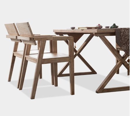Cadeira de jantar de design japonês Cadeira de restaurante moderna de madeira maciça com apoio de braço e material de cobertura de madeira de borracha