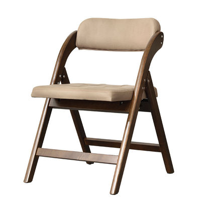 Cadeira dobrável de madeira maciça de couro PU para restaurante e hotel em estilo moderno nórdico