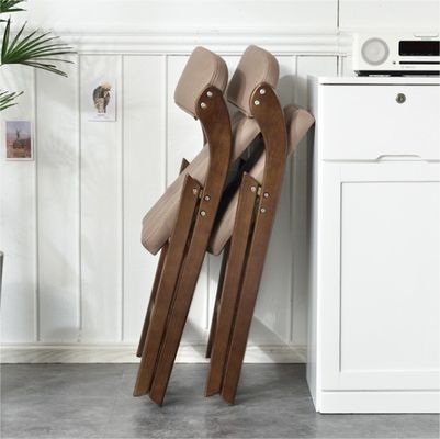 Cadeira dobrável de madeira maciça de couro PU para restaurante e hotel em estilo moderno nórdico