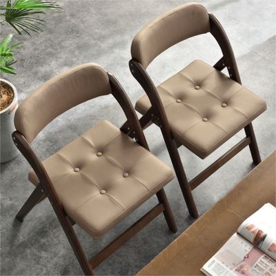 Cadeira dobrável de madeira maciça de couro PU para restaurante e hotel em estilo moderno nórdico