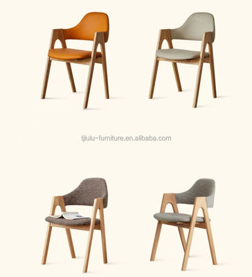 Moderno Design Armazém de madeira Mobiliário doméstico nórdico Cozinha Cadeira de sala de jantar estofada Tecido para restaurante de hotel