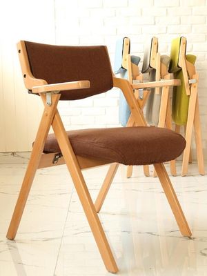 Cadeira dobrável Tecido Carvalho Madeira Metal Cadeiras de jantar dobráveis para eventos W50*D60*H82CM Mobiliário de sala de jantar