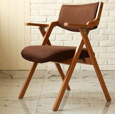 Cadeira dobrável Tecido Carvalho Madeira Metal Cadeiras de jantar dobráveis para eventos W50*D60*H82CM Mobiliário de sala de jantar