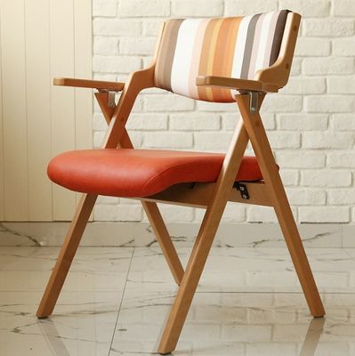 Cadeira dobrável Tecido Carvalho Madeira Metal Cadeiras de jantar dobráveis para eventos W50*D60*H82CM Mobiliário de sala de jantar