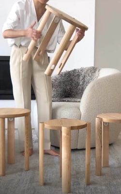 Chapéu de madeira de carvalho vermelho empilhável simplesmente projetado cadeira de madeira maciça para móveis de sala de jantar