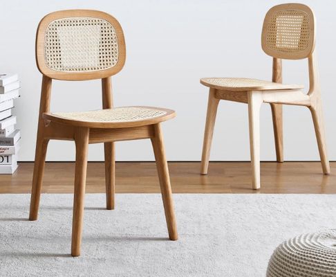 Cadeira de jantar de rotão moderna para móveis domésticos de luxo de hotel em Oak Natural