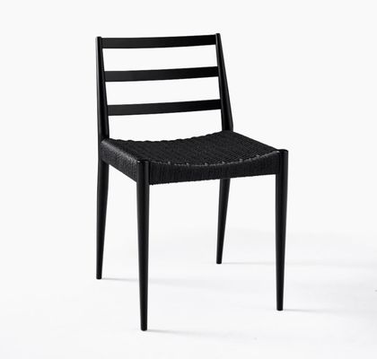 Cadeira de jantar de madeira maciça de cordão tecido para móveis escolares na construção moderna nórdica