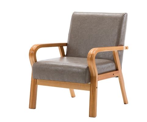 Casa Mobiliário Lounge Cadeira de braço de madeira moderna Sofá Cadeira com PU Couro/Tecido Material de cobertura Embalagem de correio N