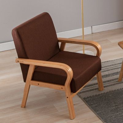 Casa Mobiliário Lounge Cadeira de braço de madeira moderna Sofá Cadeira com PU Couro/Tecido Material de cobertura Embalagem de correio N