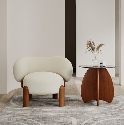 Popular Mobiliário de sala de estar Moderno Madeira Sólida Cão de lã / Veludo Sofá único Cadeira com pernas de nozes e design de luxo leve