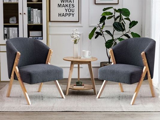 Apartamento Mobiliário de sala de estar Cadeira moderna de madeira nórdica com lã de cordeiro de veludo e sofá de madeira em design de hotel
