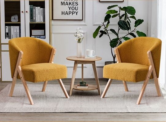 Apartamento Mobiliário de sala de estar Cadeira moderna de madeira nórdica com lã de cordeiro de veludo e sofá de madeira em design de hotel