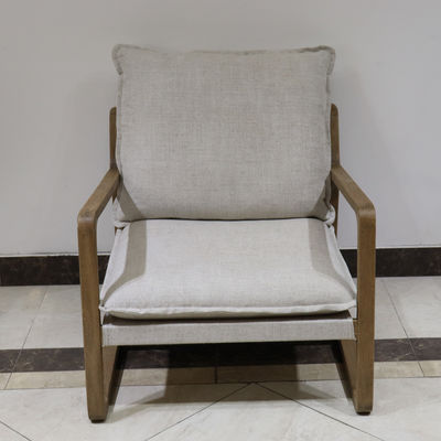 Cadeira de madeira maciça estofada Cadeira de lazer para sala de estar W71*D91*H76cm em quadro de carvalho