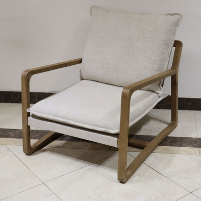 Cadeira de madeira maciça estofada Cadeira de lazer para sala de estar W71*D91*H76cm em quadro de carvalho