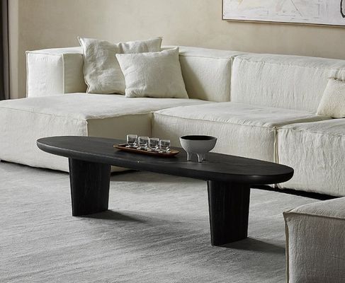 Tabela de café de madeira nórdica moderna para sala de estar sem dobragem na cor de nozes