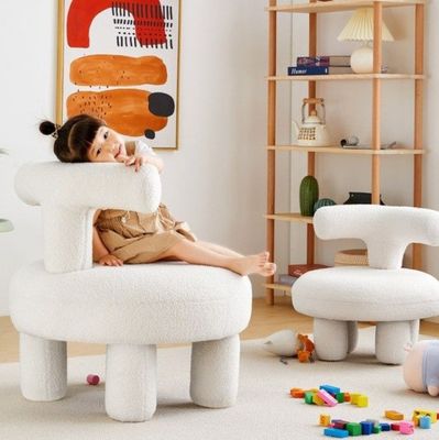 Sofá de mesa de madeira maciça Cadeira em estilo moderno de lã de cordeiro nórdico para sala de espera e sala de jantar