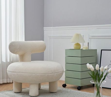 Sofá de mesa de madeira maciça Cadeira em estilo moderno de lã de cordeiro nórdico para sala de espera e sala de jantar