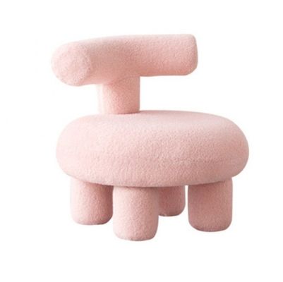 Sofá de mesa de madeira maciça Cadeira em estilo moderno de lã de cordeiro nórdico para sala de espera e sala de jantar