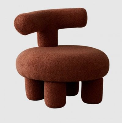 Sofá de mesa de madeira maciça Cadeira em estilo moderno de lã de cordeiro nórdico para sala de espera e sala de jantar