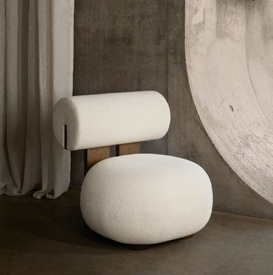 Cadeira de sala de estar com perna de madeira Criativa Moderna de madeira estilo de lazer Cadeira de sofá único de lã de cordeiro W70*D81*H71CM