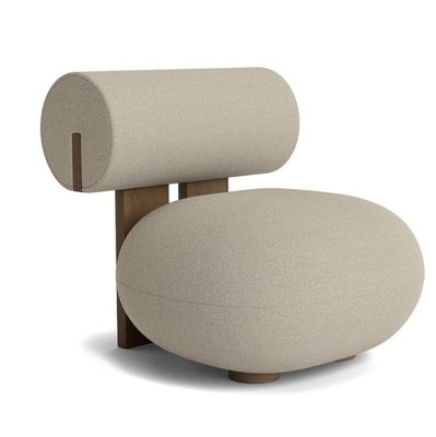 Cadeira de sala de estar com perna de madeira Criativa Moderna de madeira estilo de lazer Cadeira de sofá único de lã de cordeiro W70*D81*H71CM