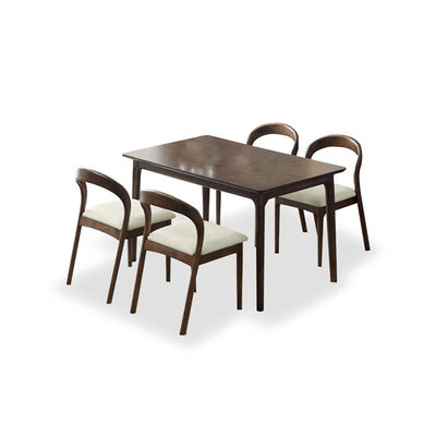 Moderna mesa de jantar e cadeira de madeira nórdica com moldura de madeira de borracha para escritório em casa