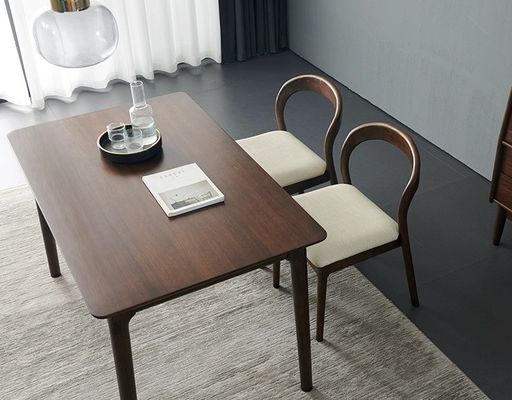 Moderna mesa de jantar e cadeira de madeira nórdica com moldura de madeira de borracha para escritório em casa