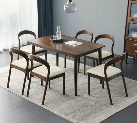 Moderna mesa de jantar e cadeira de madeira nórdica com moldura de madeira de borracha para escritório em casa