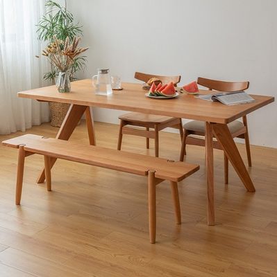 Sala de mesa de madeira sólida e cadeiras para restaurante conjunto de madeira retangular de mesa de jantar em design moderno