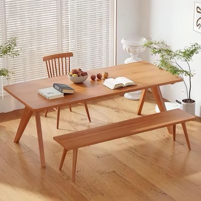 Sala de mesa de madeira sólida e cadeiras para restaurante conjunto de madeira retangular de mesa de jantar em design moderno