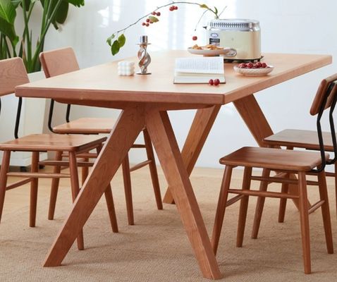 Sala de mesa de madeira sólida e cadeiras para restaurante conjunto de madeira retangular de mesa de jantar em design moderno