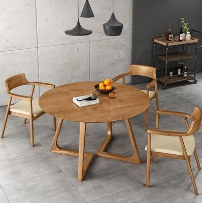 Nitrolacquer Finish estilo nórdico mesa de jantar de madeira maciça com NO design dobrado e mobiliário de sala de jantar