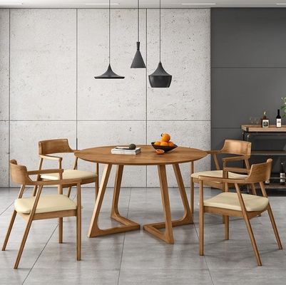 Nitrolacquer Finish estilo nórdico mesa de jantar de madeira maciça com NO design dobrado e mobiliário de sala de jantar