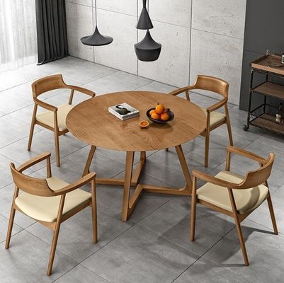 Nitrolacquer Finish estilo nórdico mesa de jantar de madeira maciça com NO design dobrado e mobiliário de sala de jantar