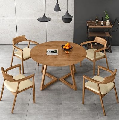 Nitrolacquer Finish estilo nórdico mesa de jantar de madeira maciça com NO design dobrado e mobiliário de sala de jantar