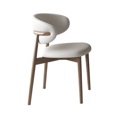 Cadeira de jantar nórdica moderna em madeira maciça e couro de luxo PU para sala de jantar confortável